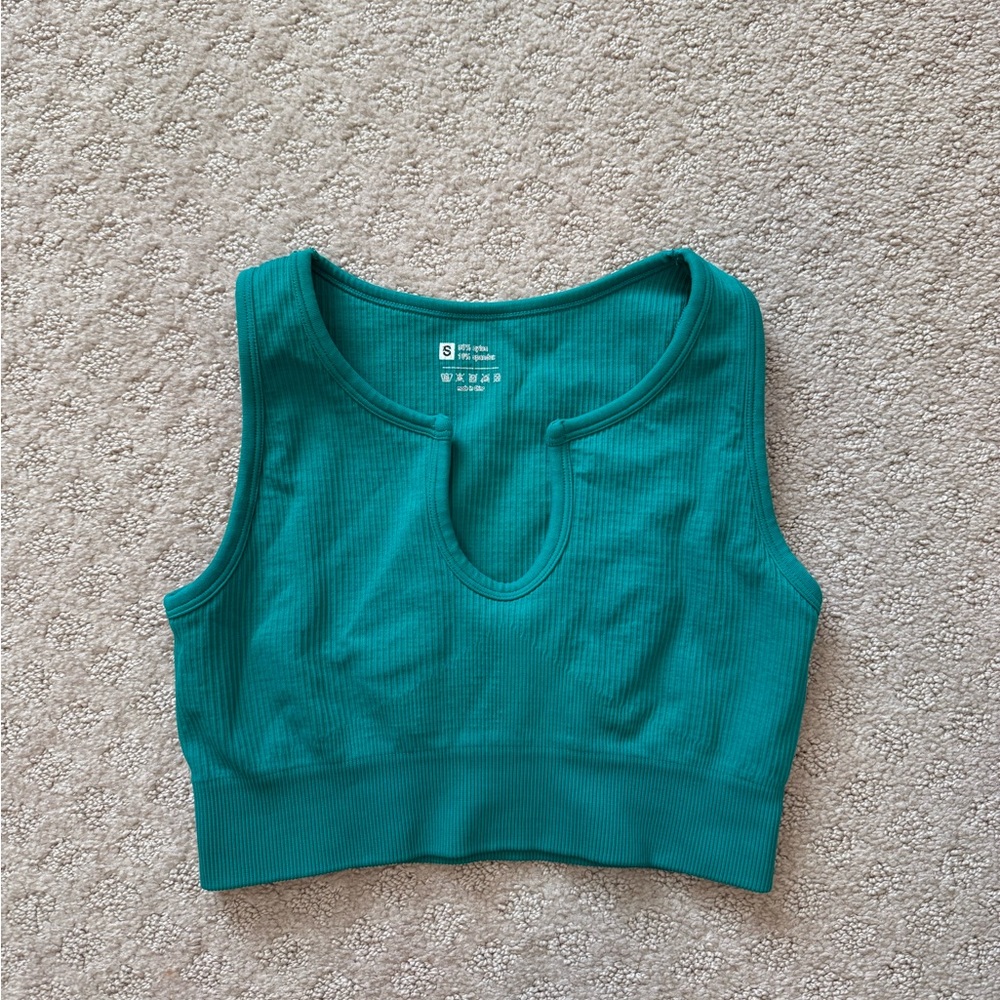Teal Ribbed Women's Top / Sports Bra